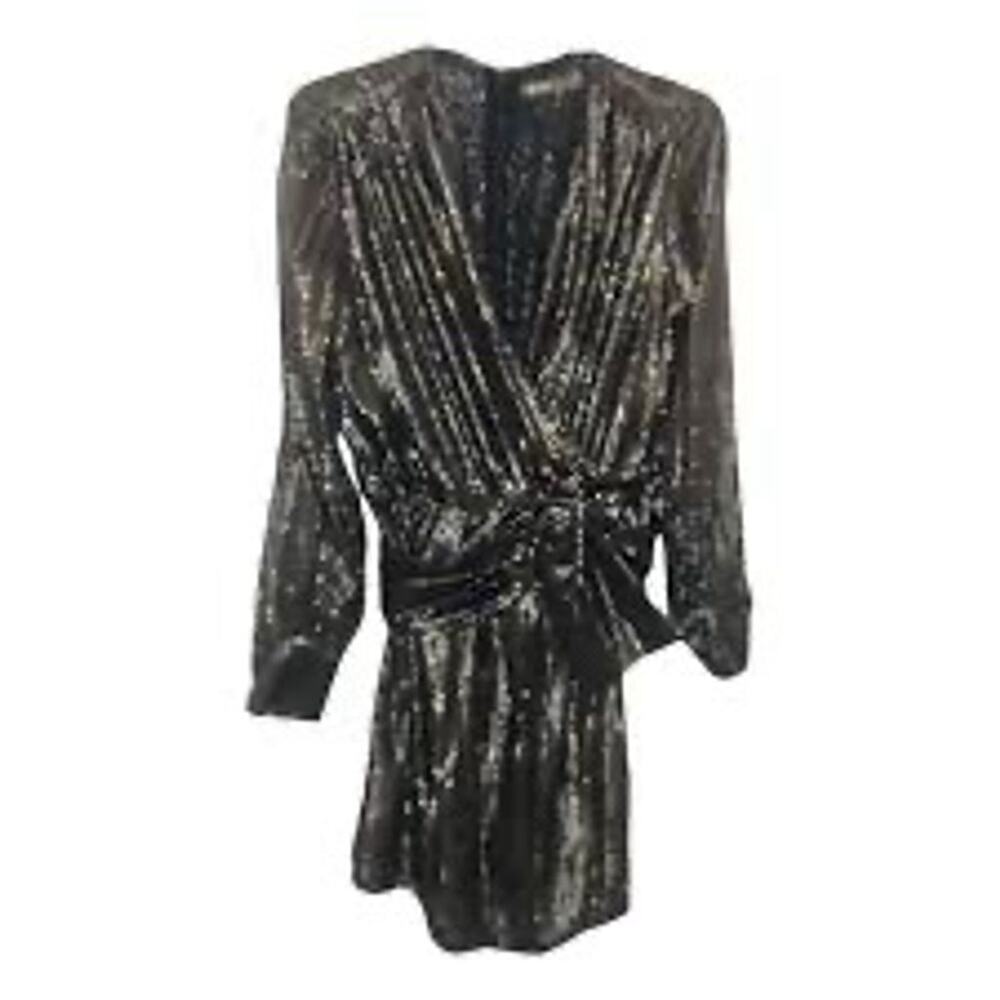 Simona Corsellini NWT Gold Striped Silk Knee Length Dress Size EU 44/US 8